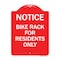 Signmission Sign Bike Rack for Residents Only, Red & White Aluminum Sign, 18" x 24", RW-1824-23530 A-DES-RW-1824-23530 - alternate 1